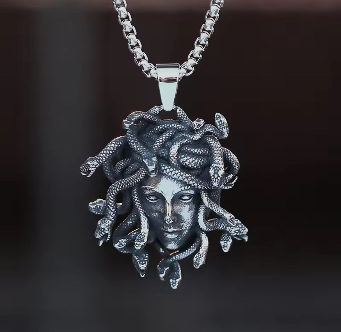Wholesale Vintage snake woman Medusa statue mythology pendant Gothic ancient Greek snake necklace